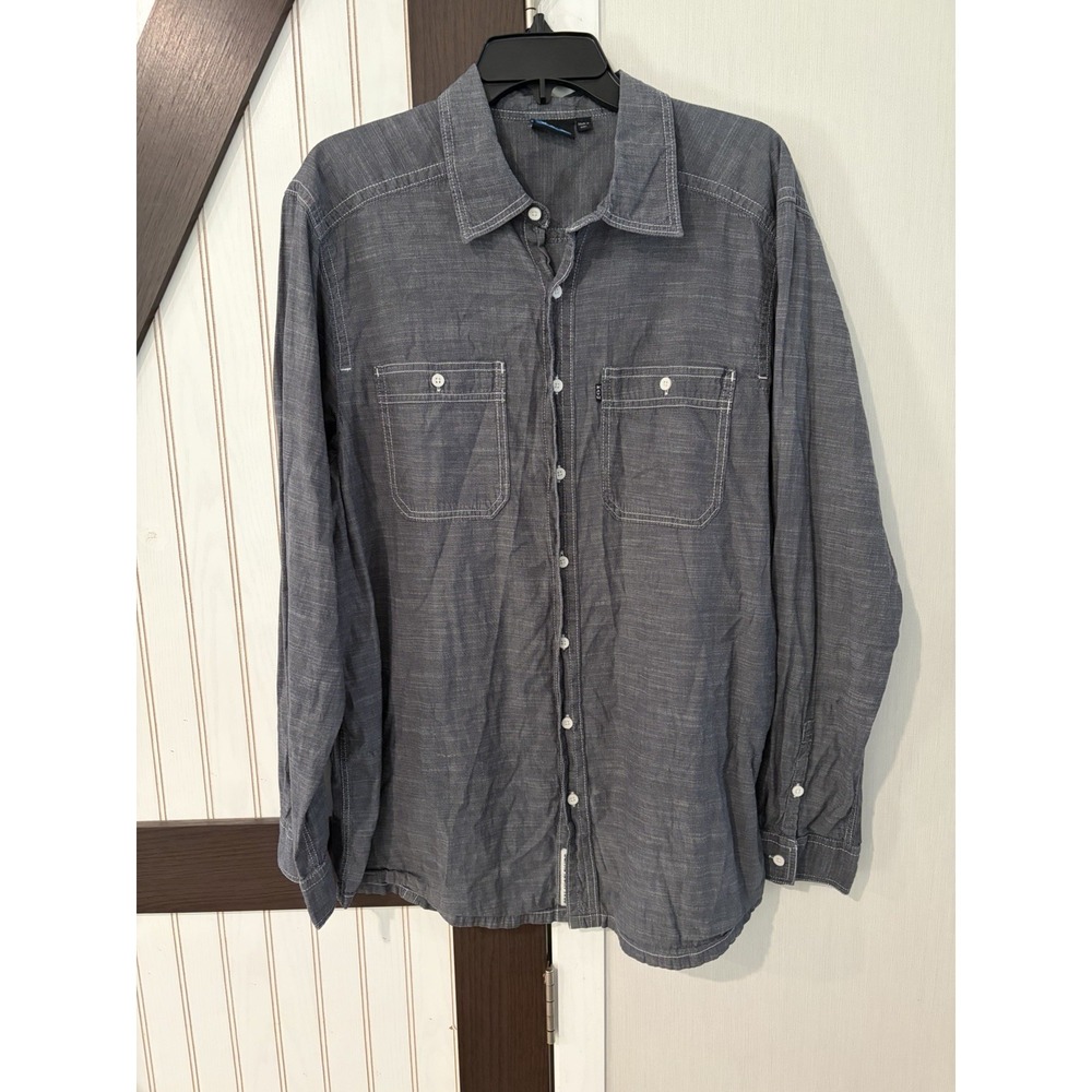 Kavu Shirt Mens XL Charlestown Chambray Heather Long Sleeve  100% Cotton Western